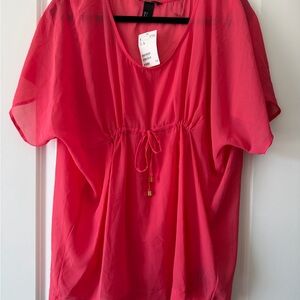 Women's Sheer Pink Swim Cover Up